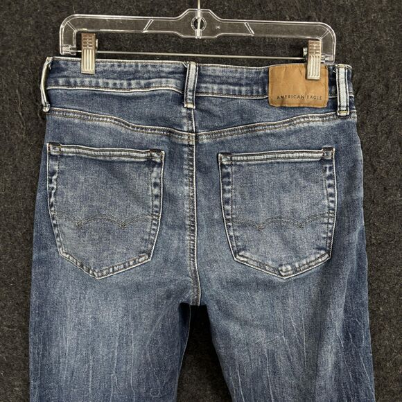 American Eagle Slim Jeans Men's 31x32 Blue Airflex Denim Faded - Picture 4 of 12